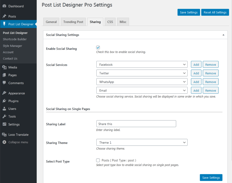 Social Sharing Settings - InfornWeb Documentation