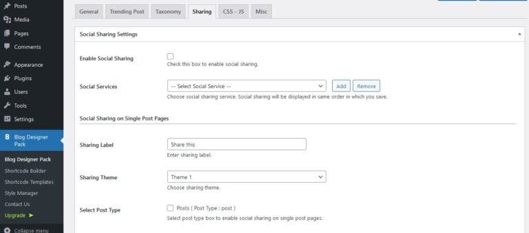 Sharing Settings - InfornWeb Documentation